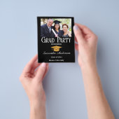 Budget Custom Photo Collage Black Graduparty Flyer (Hand)
