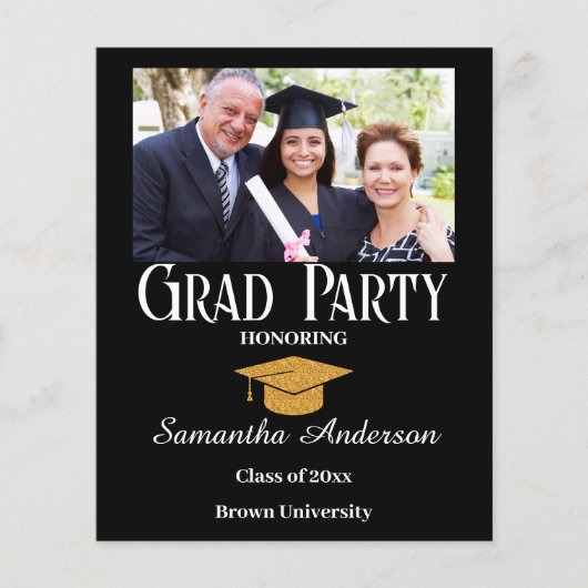 Budget Custom Photo Collage Black Graduparty Flyer (Voorkant)