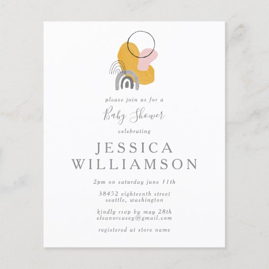 Budget Cute Abstract Boho Yellow Baby shower (Voorkant)