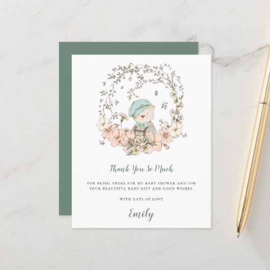 Budget Cute Beer Sage Baby shower Hartelijk dank (Voorkant / Achterkant in situ)