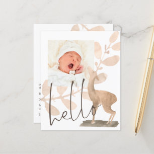Budget Cute Deer Baby Foto geboorteaankondiging