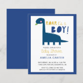 Budget Cute Dinosaur baby shower Boy Blue Modern (Voorkant / Achterkant)