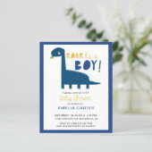 Budget Cute Dinosaur baby shower Boy Blue Modern (Staand voorkant)