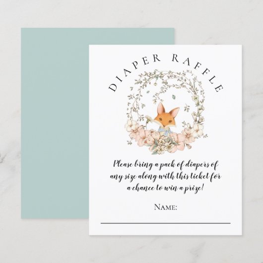 Budget Cute Fox Diaper Raffle Boy Baby shower (Voorkant / Achterkant)
