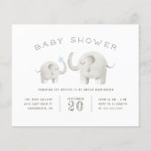 Budget Cute Gray Waterverf Elephant Baby shower (Voorkant)