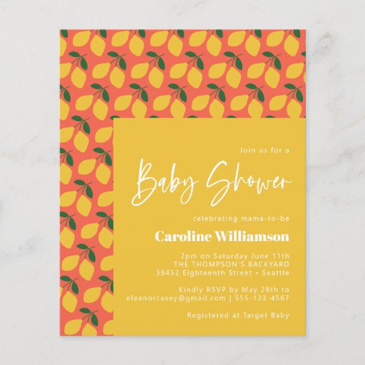 Budget Cute Lemons Oranje Baby shower (Voorkant)