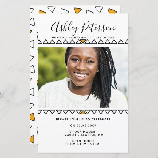 Budget Cute Moderne Photo Afstuderen Invitation (Voorkant / Achterkant)