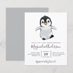 Budget Cute Penguin Baby shower Uitnodiging