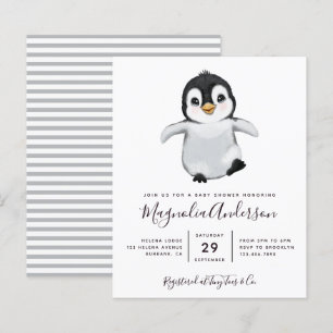 Budget Cute Penguin Baby shower Uitnodiging