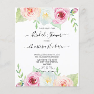 Budget-Cute rozen Flowers Vrijgezellenfeest.Uitnod Flyer