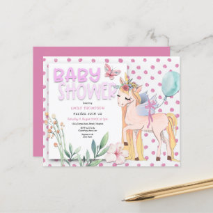 Budget Cute Unicorn Pink Baby shower Uitnodiging