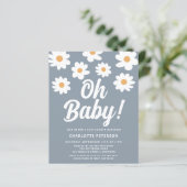 Budget Daisy Blue Baby shower Invitation (Staand voorkant)