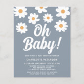 Budget Daisy Blue Baby shower Invitation (Voorkant)