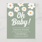 Budget Daisy Green Baby shower Invitation (Voorkant)