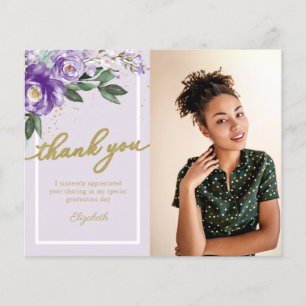 Budget Dankkaart Paarse Bloemen Foto Afstudeerders