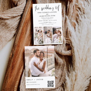 Budget De bruiloft van minimalistische QR-code Flyer