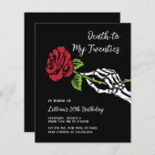 Budget Death to My 20s Roos Invitation (Voorkant / Achterkant)