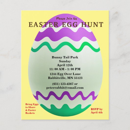 Budget Decorative Egg Easter Hunt Invitation Flyer (Voorkant)