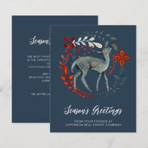 Budget Deer Wreater Nordic Business Holiday Card