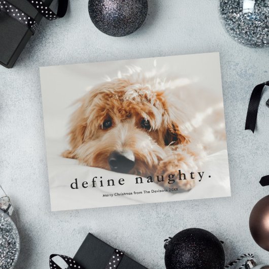 Budget Define Naughty Funny Pet Kerstmis Kaart