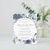 Budget Deusty Blue Floral Funeral Invitation (Staand voorkant)