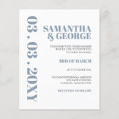 Budget Deusty Blue Modern Wedding Invitation (Voorkant)