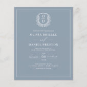 Budget Deusty Blue Monogram Weddenschap Uitnodigin Flyer (Voorkant)