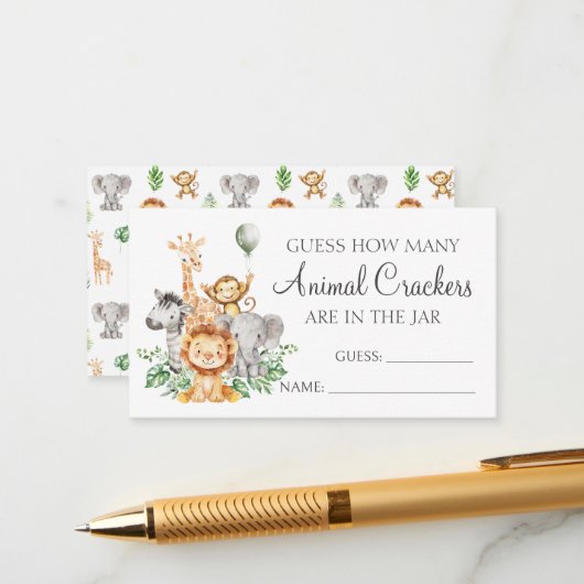 Budget Devinez Les Crackers Animaux Cartes de Douc (Devant/Arrière en situation)