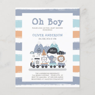 Budget Dieren Train Travel Baby shower Uitnodiging