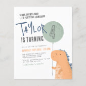 Budget Dinosaur Birthday Party Uitnodiging (Voorkant)