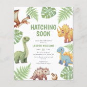 Budget Dinosaur Hatching Soon Baby shower nodigt u Flyer (Voorkant)