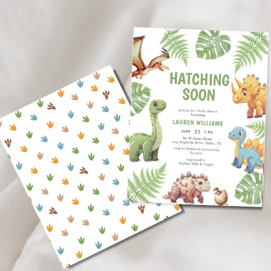 Budget Dinosaur Hatching Soon Baby shower nodigt u Flyer