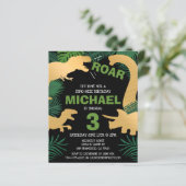 Budget Dinosaur Kinder Dino Trex Birthday Uitnodig (Staand voorkant)