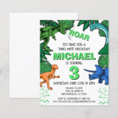 Budget Dinosaur Kinder Dino Trex Birthday Uitnodig (Voorkant / Achterkant)