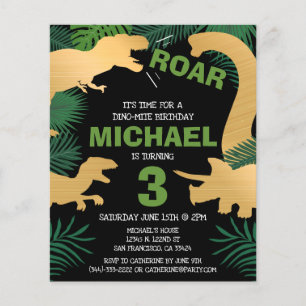 Budget Dinosaur Kinder Dino Trex Birthday Uitnodig Flyer