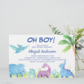 BUDGET Dinosaur Oh Boy Baby shower Uitnodiging (Staand voorkant)