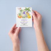 Budget Dinosaurus 4e Verjaardag uitnodiging Flyer (Hand)