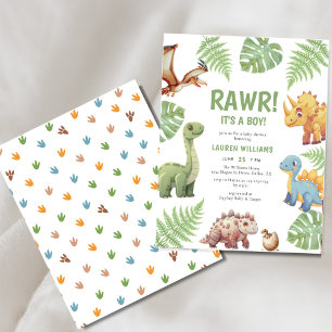 Budget Dinosaurus Rawr It A Boy Baby shower Invite Flyer