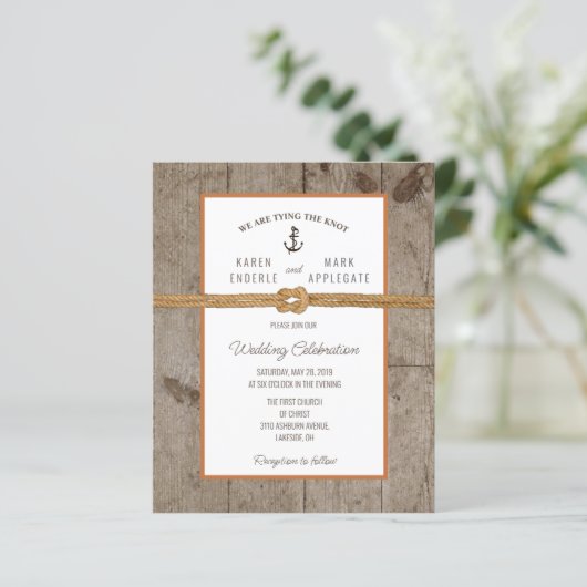 Budget Dockside Rustic Wedding Uitnodiging (Staand voorkant)