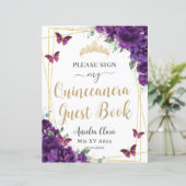 Budget Donkere Paarse Quince 15 Verjaardag Gastboe (Staand voorkant)