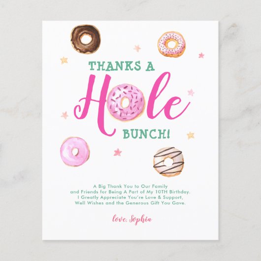 BUDGET Donuts Bedankt a Hole Bunch Foto Dank u (Voorkant)