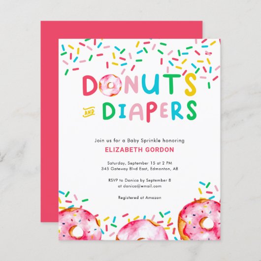 Budget Donuts & Diapers Baby Sprinkle Colorful (Voorkant / Achterkant)