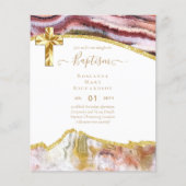 BUDGET DOOP CHRISTENING UITNODIGING AGATE GOUD (Voorkant)