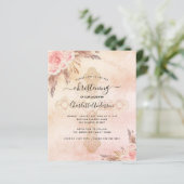 Budget doop pampas blush cross uitnodiging (Staand voorkant)