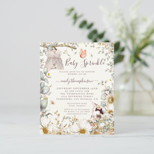 Budget Dress Girl Baby Sprinkle Uitnodiging (Staand voorkant)