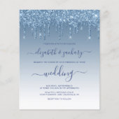 Budget Driving Glitter Blue Wedding Uitnodiging (Voorkant)