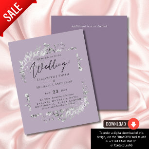 Budget du Mariage de la feuille d'argent mauve pou