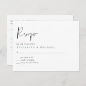 Budget du menu RSVP de script blanc clair clair (Devant / Derrière)