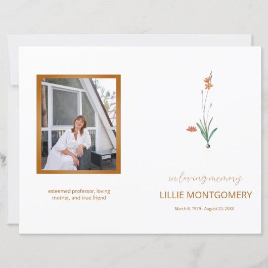 Budget du programme funéraire floral de 4 pages (Devant)