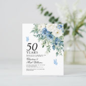 Budget Dusty Blue 50th Wedding Anniversary Invite (Staand voorkant)